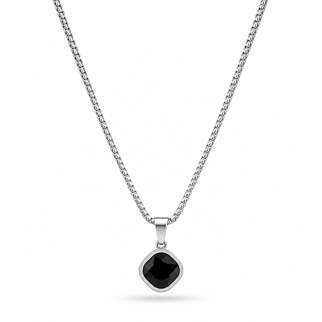 Black Cushion Cut Necklace