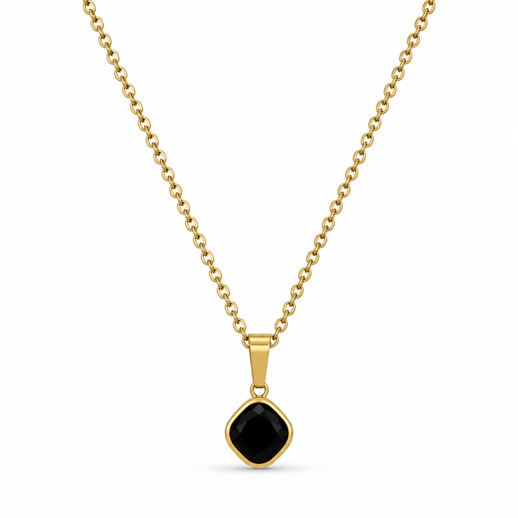 Black Cushion Cut Necklace