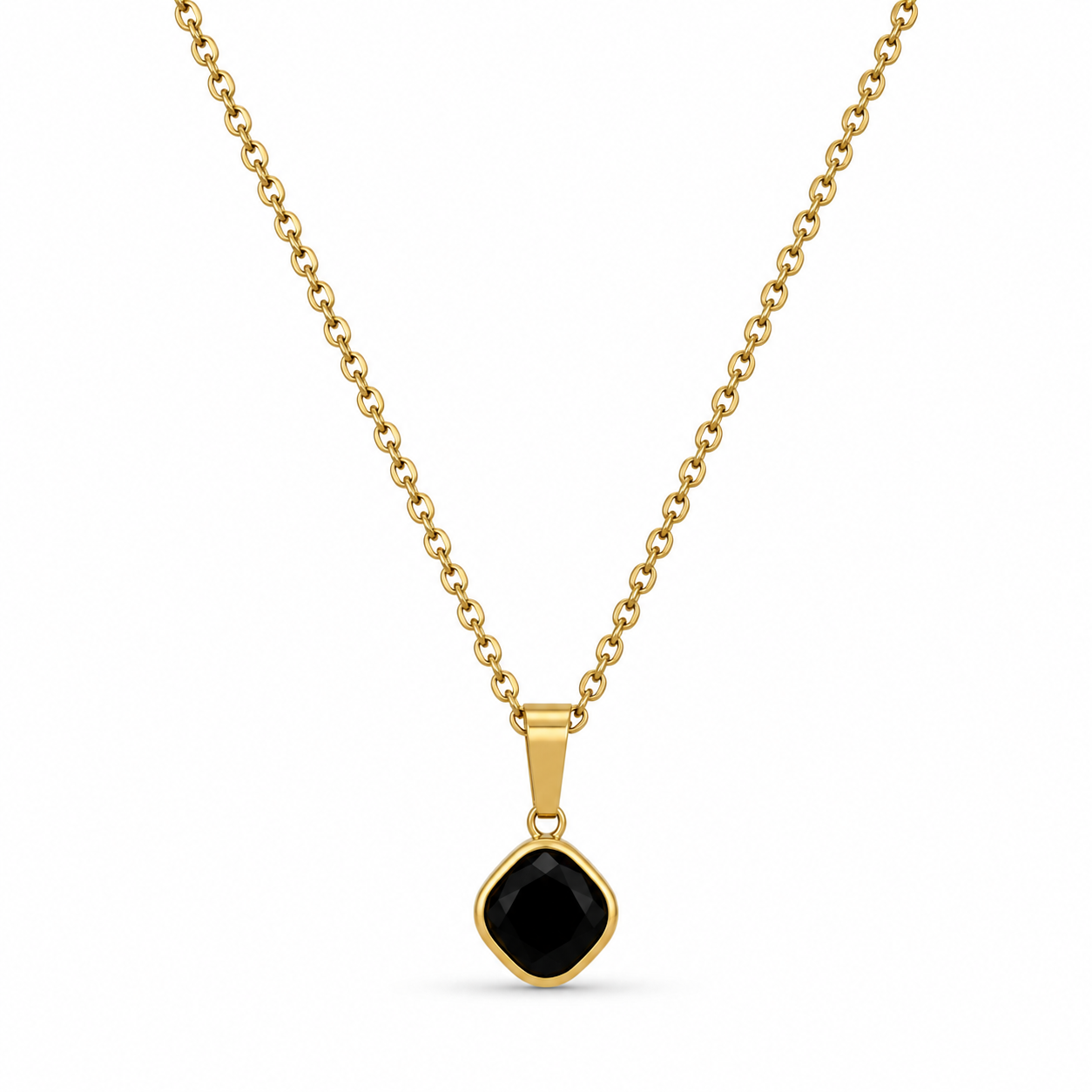 Black Cushion Cut Necklace