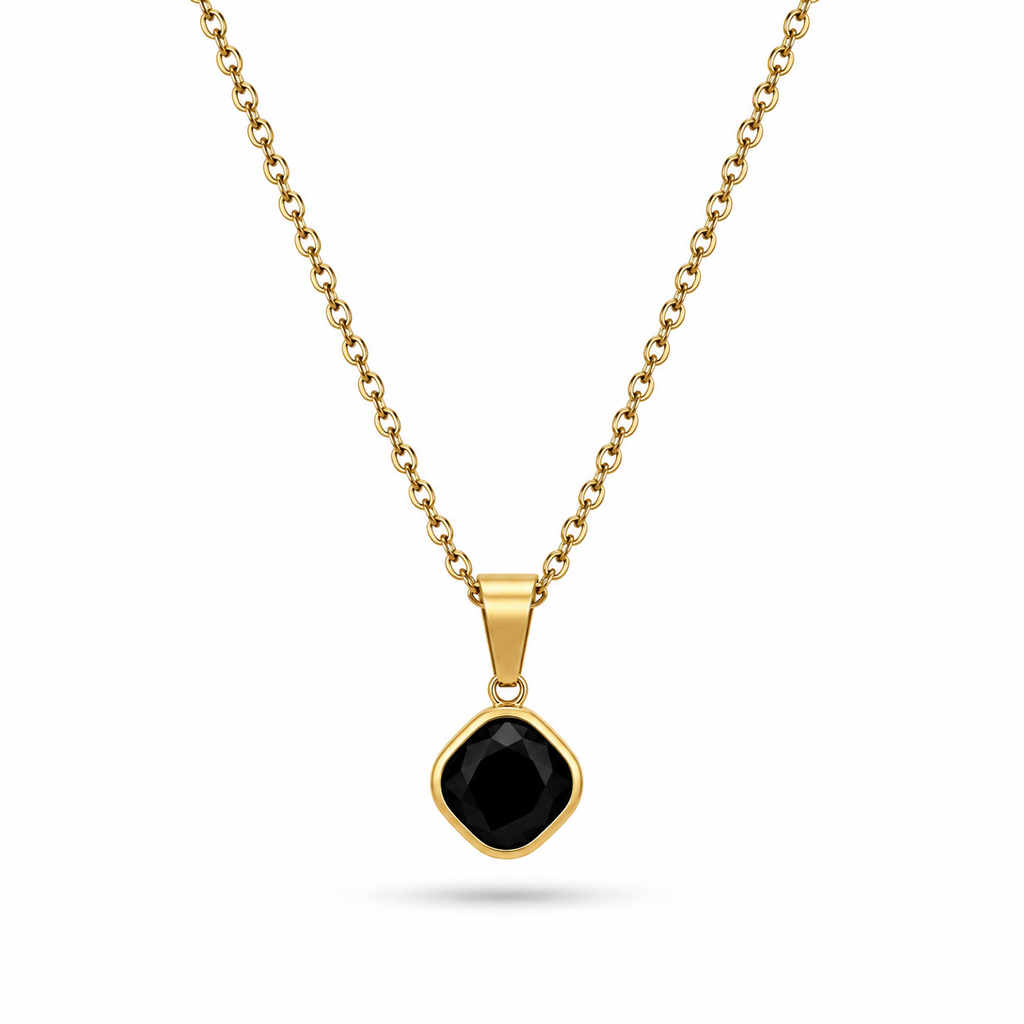 Black Cushion Cut Necklace