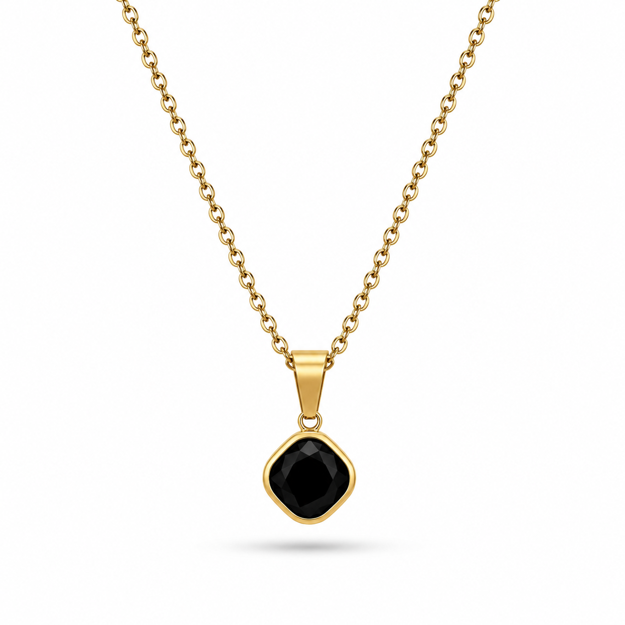 Black Cushion Cut Necklace