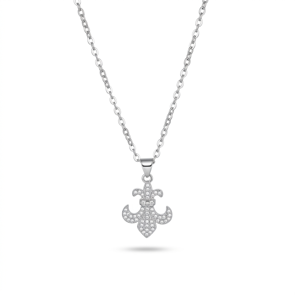 toned Fleur De Lis Necklace