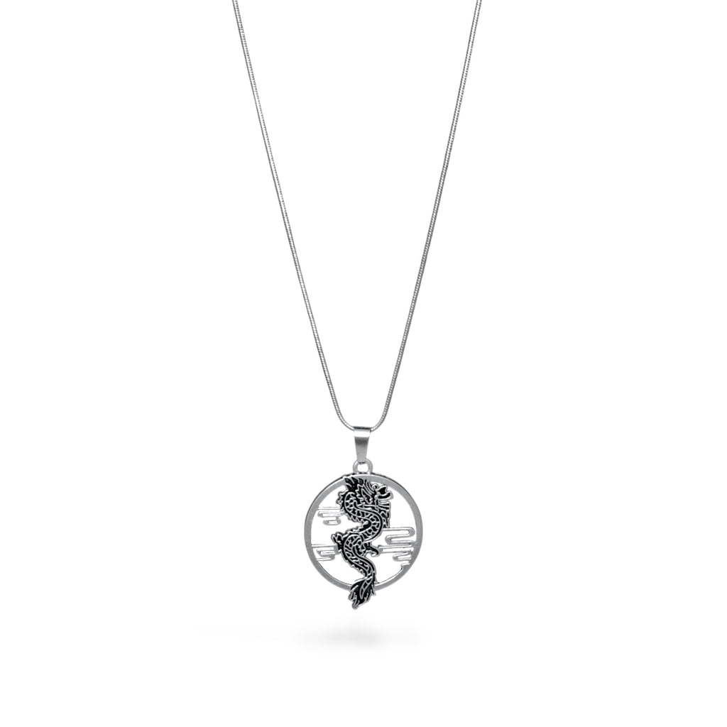 Round Circle Dragon Stainless Steel Necklace