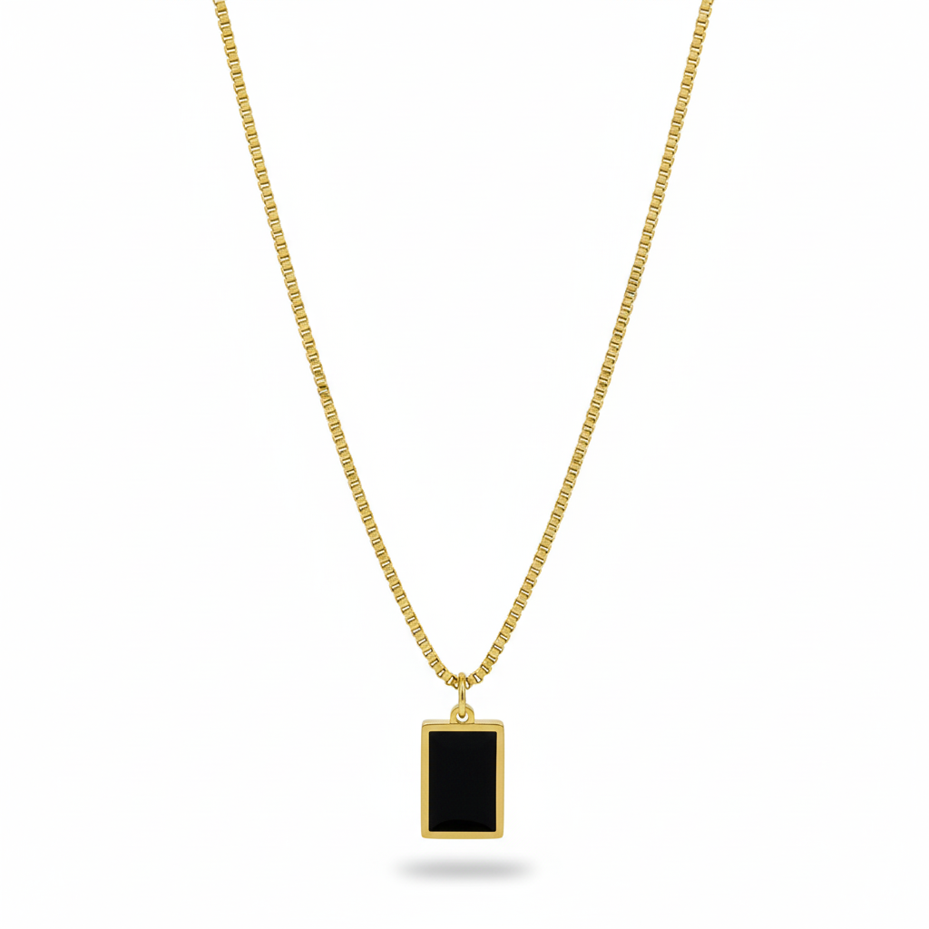 B&W Rectangle Gold Necklace
