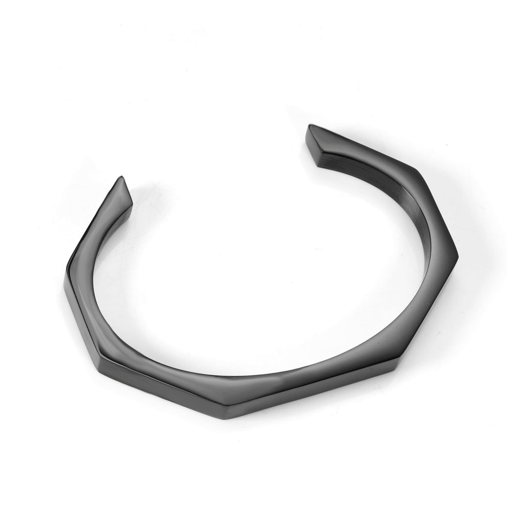 STAINLESS STEEL HEXAGON CUFF BANGLE