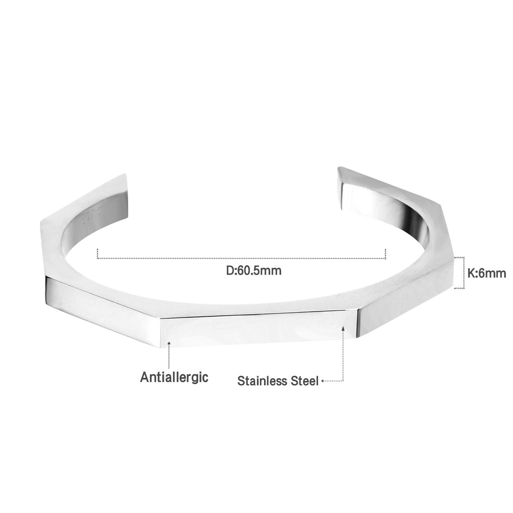 STAINLESS STEEL HEXAGON CUFF BANGLE