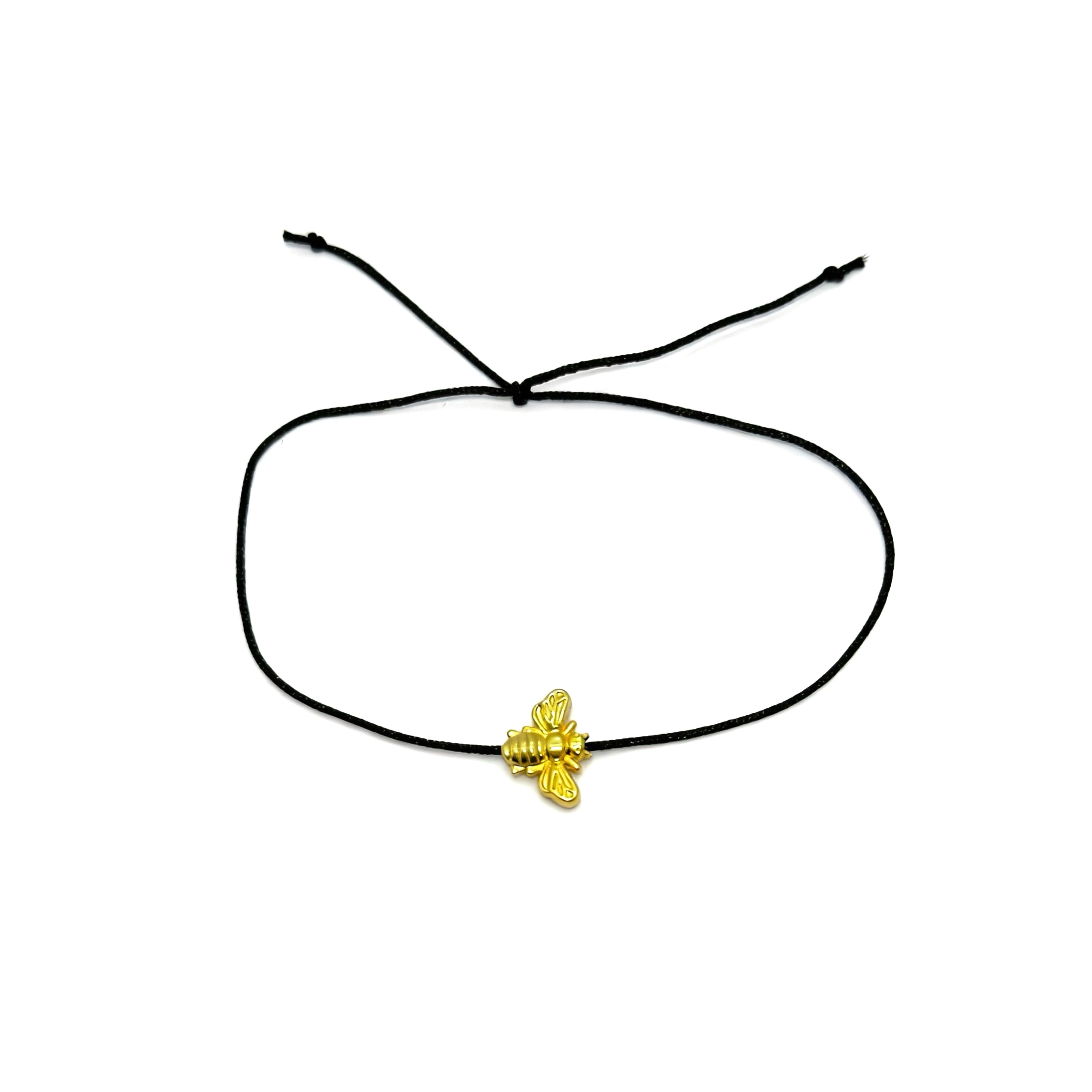 black rope gucci bee bracelet