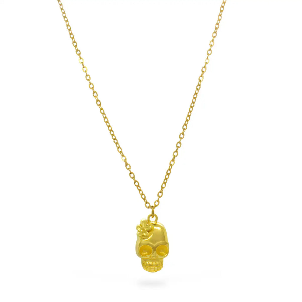 Flowery Skull Stainless Steel Necklace