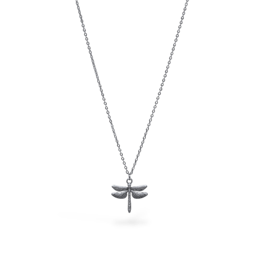 Tiny Dragonfly Stainless Steel Necklace